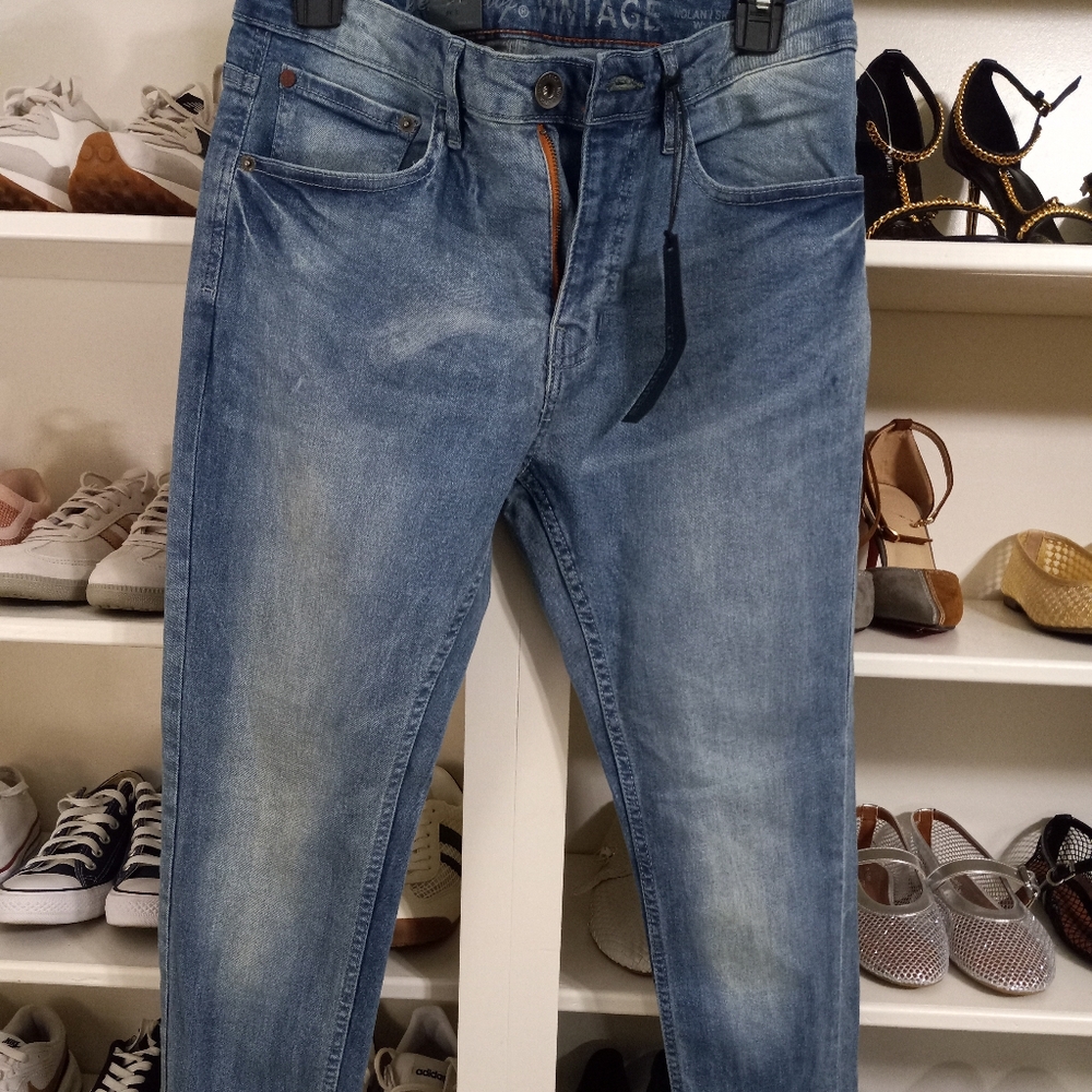 Vintage Blue Skinny Men Jeans